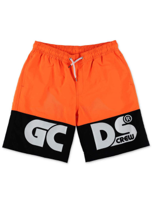 Gcds Kids Logo Printed Two-tone Swim Shorts