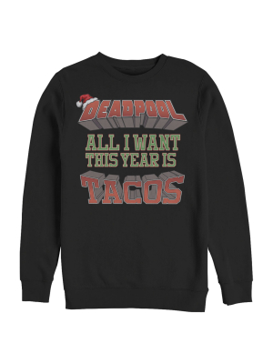 Men's Marvel Christmas Deadpool Wants Tacos Sweatshirt