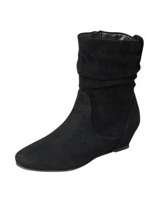 Fact01 Black Hidden Wedge Extended Ankle Boot