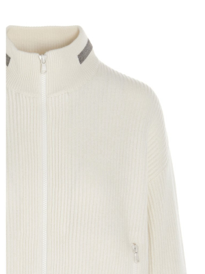 Brunello Cucinelli Rib Knit Zipped Cardigan