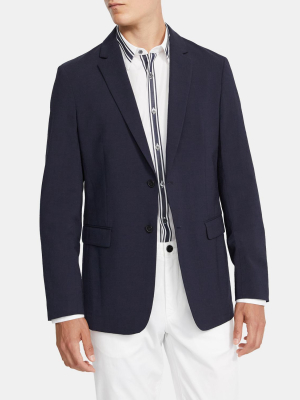 Unstructured Suit Jacket In Seersucker Stretch Wool