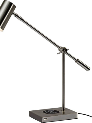 Colombes Wireless Charge Desk Lamp Brushed Steel