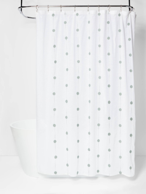 Geo Embroidered Shower Curtain White/green - Project 62™