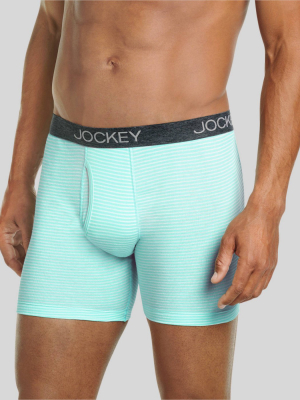 Jockey Generation™ Men's Striped Stay New Cotton Blend Boxer Briefs 3pk - Blue