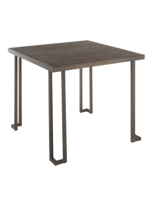 36" Roman Industrial Square Dinette Table Metal And Bamboo Antiqued Brown/espresso - Lumisource