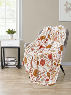 Kate Aurora Living Thanksgiving Harvest Kitchen Ultra Soft & Plush Autumn Throw Blanket Cover