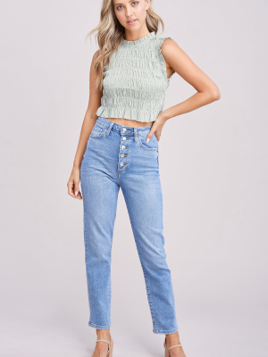 Classic Button-down Straight-leg Jeans