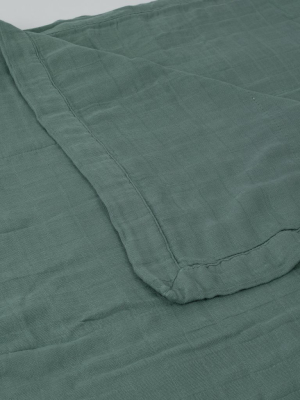 Deluxe Muslin Quilted Throw - Sage