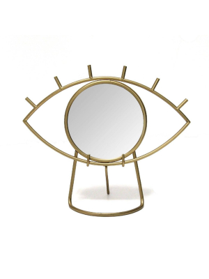 14" X 11.5" Gold Eye Tabletop Mirror Gold - Stratton Home Décor