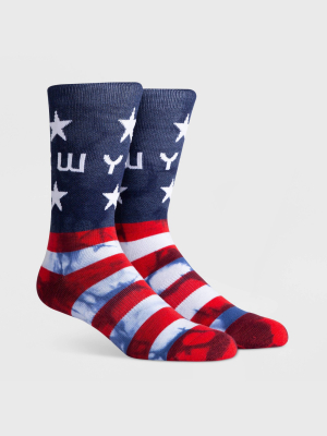 Pkwy Men's Oi Glory Crew Socks - Navy L