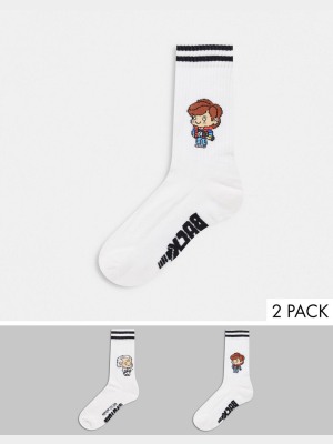 Asos Design 2 Pack Sport Socks With Back To The Future Design