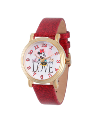 Women's Disney Minnie Mouse Gold Vintage Alloy Watch - Red