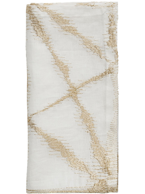 Kim Seybert Luna Napkins In White & Gold – Set Of 4