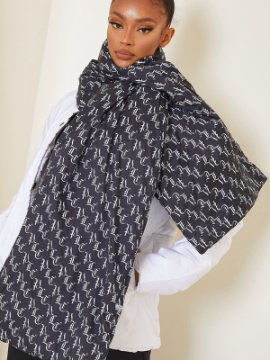 Prettylittlething Black Puffa Scarf