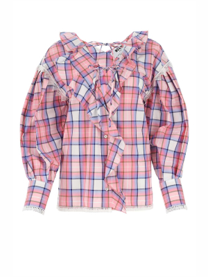 Msgm Ruffled Checked Blouse