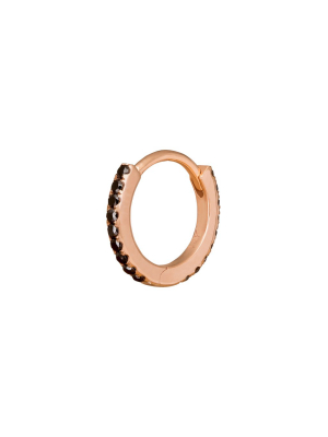 Paved Black Diamond Huggie 8mm - Rose Gold