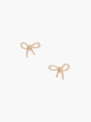 Pearl Bow Stud Earrings