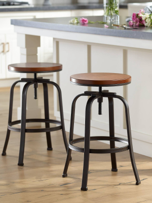 Elm Lane Radin Hammered Bronze Adjustable Swivel Bar Stools Set Of 2