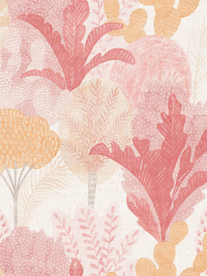 Ari Desert Oasis Wallpaper In Pink From The Pacifica Collection By Brewster Home Fashions