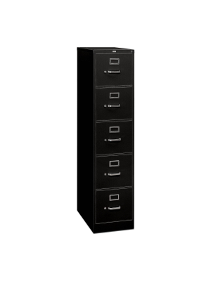 5 Drawer Filing Cabinet Full Suspension Letter File Cabinet Black - Hon