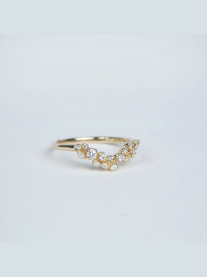 N+a Jewelry: Curved Grand Cluster Ring With Diamonds
