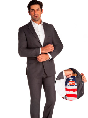 The Grey Madison | American Flag Lined Suit