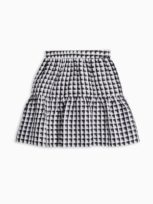 Black And White Sheer Check Mini Skirt