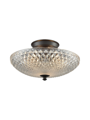 Sweetwater 3-light Semi Flush In Oil Rubbed Bronze With Clear Crystal Glass