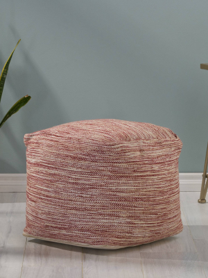 Deja Boho Yarn Pouf Red - Christopher Knight Home