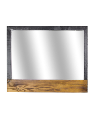 20" Rustic Wood And Metal Vanity Wall Mirror Gray Brown - American Art Decor