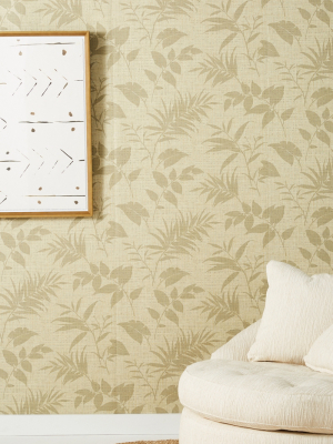 Botanical Grasscloth Textured Wallpaper