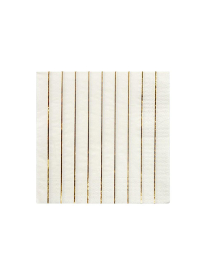 Gold Stripe Large Napkins (x 16)