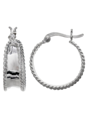 Women's Polished Hoop Earrings In Sterling Silver - Gray (20mm)