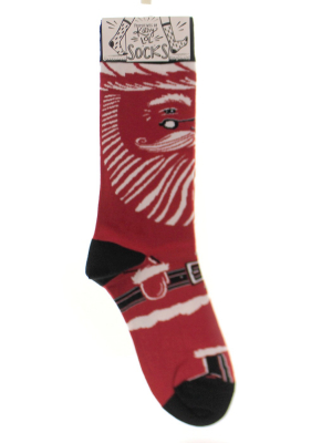 Novelty Socks 14.0" Santa Socks Lol Make You Smile Primitives By Kathy - Socks