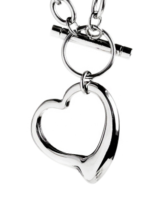 Women's Elya Stainless Steel Cable Chain Open Heart Toggle Necklace