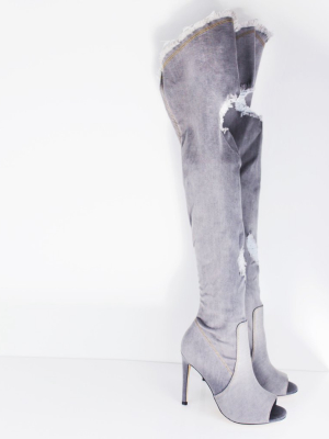 Inertia Denim Over The Knee Boots