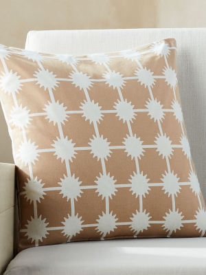 20"x20" Burst Outdoor Natural And White Pillow