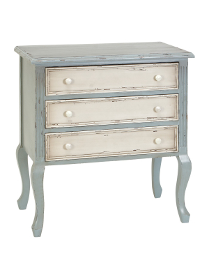 Wood Distressed Finish 3 Drawer Chest Green/white - Olivia & May