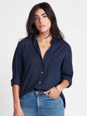 The Hero Button-up Shirt Navy, Tissue Cotton