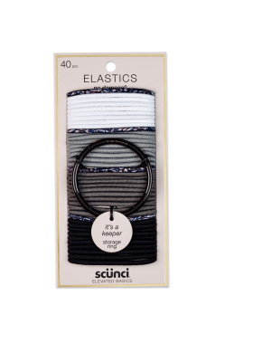 Scunci No Damage Elastics With Bonus Ring Holder - 4mm/40ct