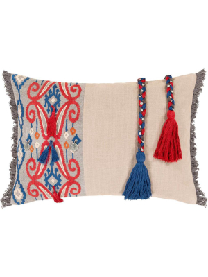 Walker Lumbar Pillow Bright Red/ivory/dark Blue
