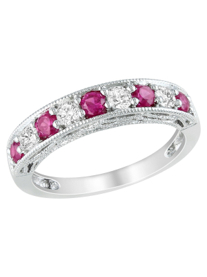 4/5 Ct. T.w. Created Ruby And Created White Sapphire Ring - Silver 5