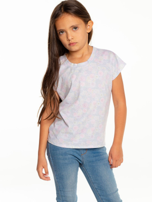 Girls Recycled Vintage Jersey Cap Sleeve Vent Back Tee