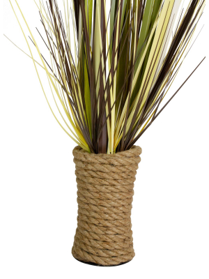 Northlight 33.5" Green Artificial Grass Plant In A Rope Pot