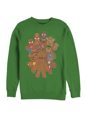 Men's Marvel Christmas Gingerbread Cookie Heroes Sweatshirt