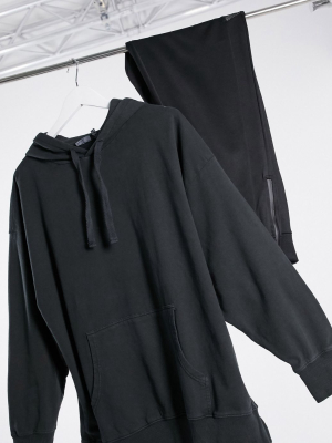 Asos Design Oversized Panelled Hoodie In Washed Black