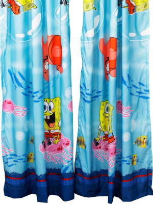 2pc Long Drapes Catch Me Spongebob Window Curtain Panels - Spongebob Squarepants..