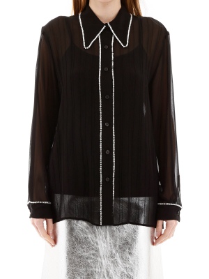 Miu Miu Embellished Trim Sheer Shirt