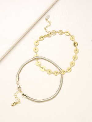 Mixer 18k Gold Plated Anklet Set