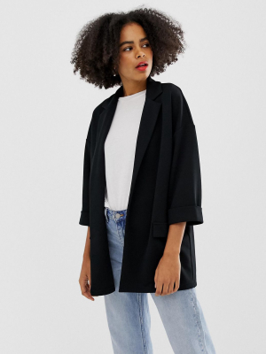Asos Design Easy Relaxed Blazer In Textured Jersey
